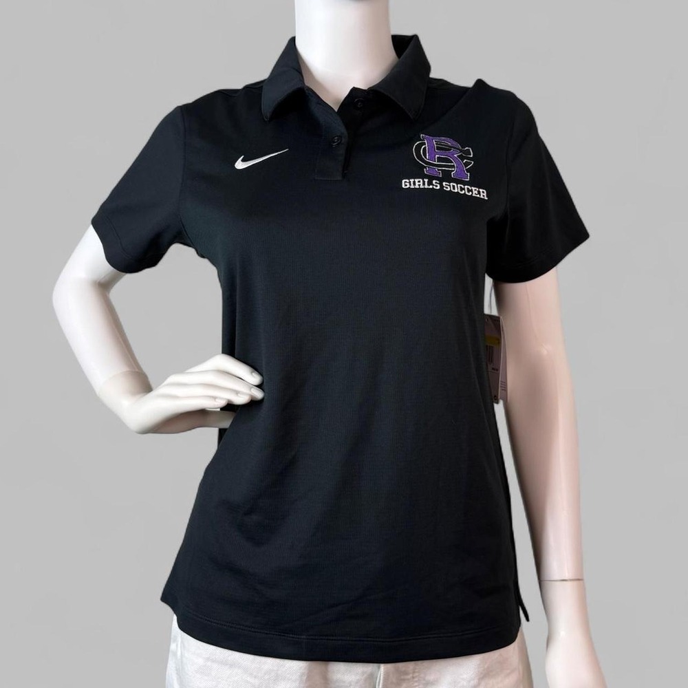 Nike Dri-FIT Girls Soccer Polo Shirt‎ Black S Athletic Performance Top NWT
